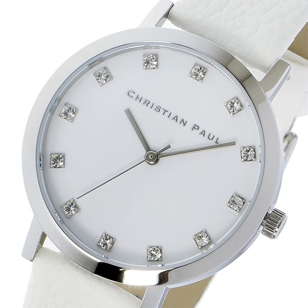 クリスチャンポール レディース 腕時計/CHRISTIAN PAUL HAYMAN LUXE 35mm レザー 腕時計 シルバー/ホワイト 送料無料/込 母の日ギフト