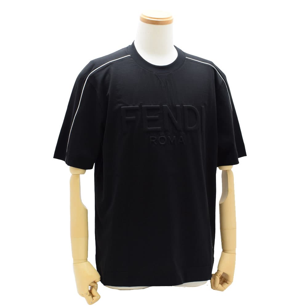 フェンディ メンズ Tシャツ カットソーMサイズ/FENDI クルーネック 半袖 ライン Tシャツ カットソー NERO 送料無料/込 母の日ギフト