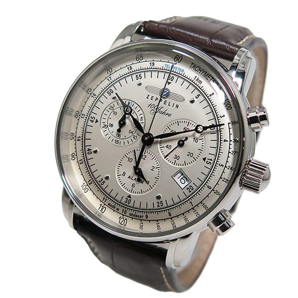 [即日発送]ツェッペリン メンズ 腕時計/Zeppelin 100周年記念モデル 100周年記念モデル クロノグラフ レザーベルト 腕時計 アイボリー 送